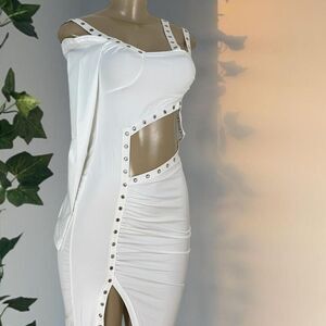 White Studded Cutout Maxi Dress